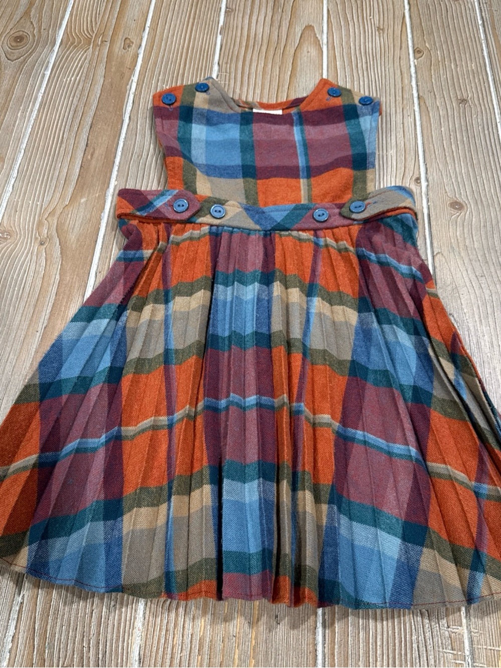 Vintage 70s Sears Winnie the Pooh plaid Jumper Dress Walt Disney Productions SM